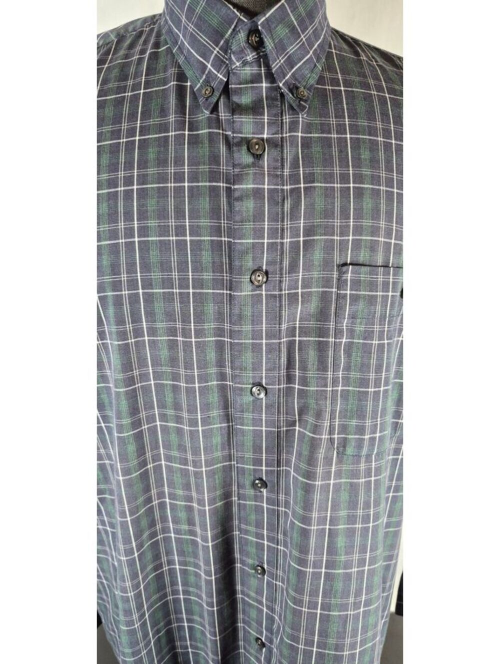 Bugle Boy Original Mens XL Navy Green Plaid Button Down Shirt